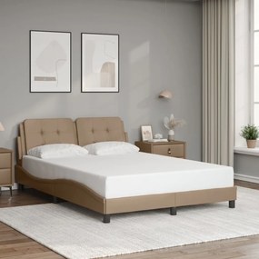 vidaXL Estrutura cama c/ cabeceira couro artif. 140x190 cm cappuccino