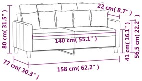 Sofá de 2 lugares tecido 140 cm cor creme