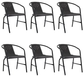 vidaXL Cadeiras de jardim 6 pcs vime plástico e aço 110 kg