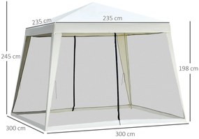 Outsunny Tenda de Jardim 3x3m Tenda com 4 Partes Laterais Rede Mosquit