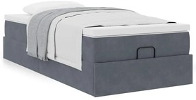Estrutura de cama otomana com colchão cinza escuro veludo