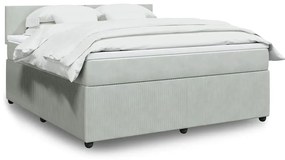 vidaXL Cama com molas/colchão 180x200 cm veludo cinzento-claro