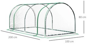 Estufa 200x100x80cm para Jardim Terraço Cultivo de Plantas Estufa com Estrutura de Aço Cobertura PVC Transparente