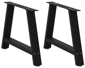 vidaXL Pés para mesa de centro em formato A, 2 peças, preto, 70x (42-43) cm, aço
