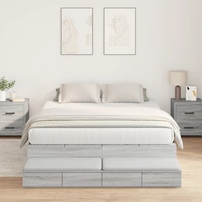 vidaXL Cama com Arrumação Cinzenta Sonoma 160x200 cm