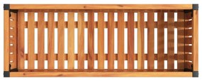Vaso/floreira de jardim 80x30x27,5 cm acácia maciça e aço