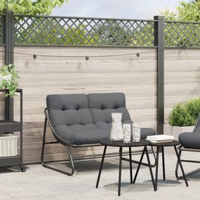 Banco de Jardim com Almofada Preto 110x80x71 cm Aço