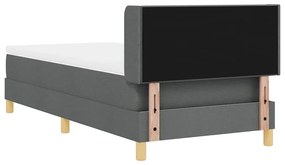 Cama Box com Colchão Cinza Escuro, 90 x 200 cm, Tecido.