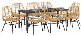 Conjunto de Jantar de Jardim com 9 Peças em Rattan Sintético Marrom