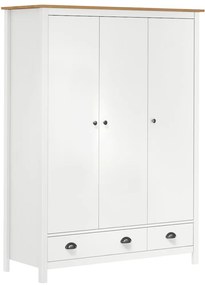 Roupeiro 3 portas Hill 127x50x170 cm pinho maciço branco