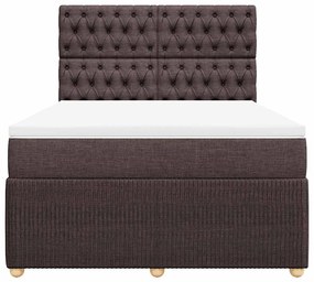 Cama com molas/colchão 160x200 cm tecido castanho-escuro