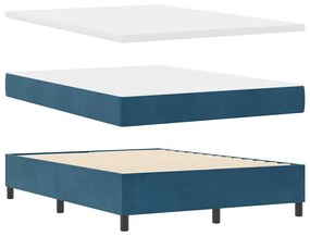 Camas Box com Colchão e LED Azul Escuro 140x190 cm Veludo
