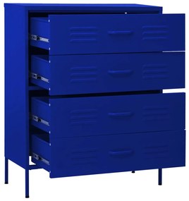 Cómoda/aparador com gavetas aço 80x35x101,5 cm azul-marinho