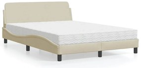 vidaXL Cama com colchão 120x200 cm tecido cor creme
