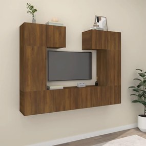 vidaXL Conjunto móveis de TV 6pcs madeira processada carvalho castanho