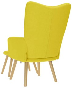 Cadeira de descanso com apoio de pés tecido amarelo-claro