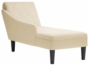 Chaise lounge c/ almofada/apoio de braços direito tecido creme