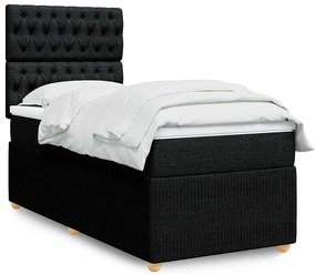 vidaXL Cama com molas/colchão 80x200 cm tecido preto