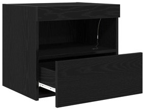 Criados-mudos vidaXL com luzes LED 2 pcs Carvalho Preto 50x40x45 cm
