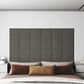 Painel de parede 12 pcs 30x30 cm veludo 1,08 m² cinza-escuro