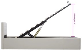 Cama hidráulica c/ arrumação 100x200cm couro artificial branco
