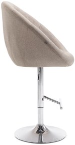 Banco de bar London em tecido e com estrutura cromada 65 x 107-128 x 57 cm Castanho acinzentado