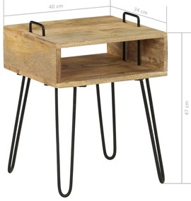 Mesa de cabeceira madeira de mangueira maciça 40x34x47 cm