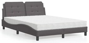 Cama com colchão 120x200 cm couro artificial cinzento