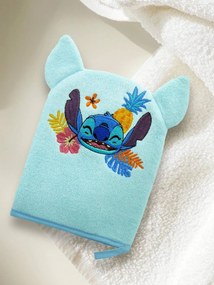 Luva de banho divertida com cabeça do Stitch bordada, da Disney® azul-céu