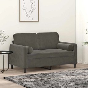 vidaXL Sofá 2 lug. c/ almofadas/almofadões 120 cm veludo cinza-escuro