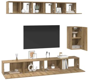 Conjunto de móvel de TV 6 pcs carvalho artisiano Médio