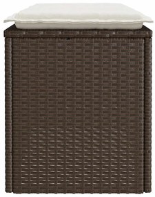 Banco de jardim com almofadão 110x40x44 cm vime PE castanha