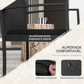 Conjunto de Móveis de Jardim de Vime Sintético Conjunto de 1 Mesa e 2