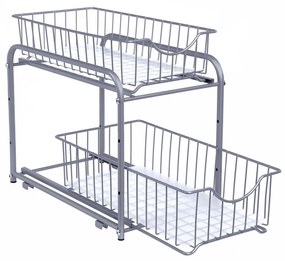 Organizador de cozinha com 2 gavetas deslizantes | SONGMICS | 36.9 x 21.3 x 27.2 cm | prateado | KCS017E01.
