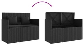 Banco de jardim com almofadões vime PE preto