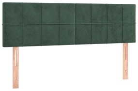 Cama box spring c/ colchão/LED 140x190 cm veludo verde-escuro