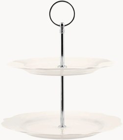 Prato para bolo com dois níveis em new bone china com borda ondulada Julie