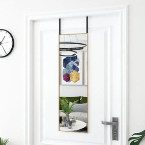 vidaXL Espelho para porta 30x100 cm vidro e alumínio dourado