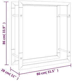 Suporte para lenha 80x28x86 cm aço inoxidável