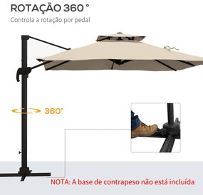 Chapéu de Sol de Alumínio Ø295x270 cm Chapéu de Sol Excêntrico com Man