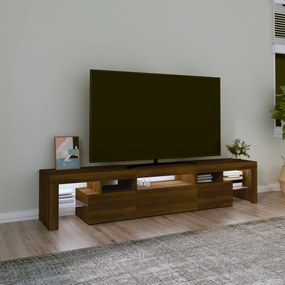 Móvel de TV com luzes LED 200x36,5x40 cm cor carvalho castanho