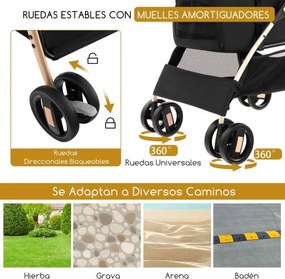 Carrinho de passeio dobrável para animais de estimação toldo ajustável e cesto de arrumação 88 x 48 x 98 cm