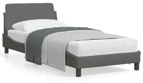 vidaXL Estrutura de cama sem colchão 90x200 cm tecido cinzento-escuro