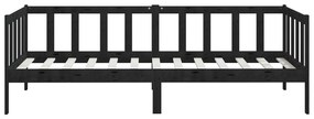 Sofá Cama Lena - Cor Preto - Em Madeira de Pinho Maciça - 203x98x66 cm