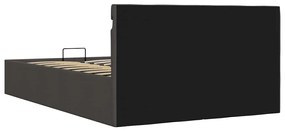 Cama hidráulica c/ arrumação LED 140x200cm tecido cinza-escuro