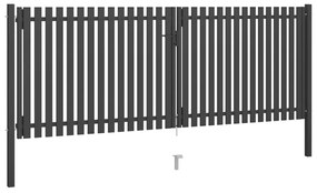 Portão de cerca para jardim 4x1,7 m aço antracite