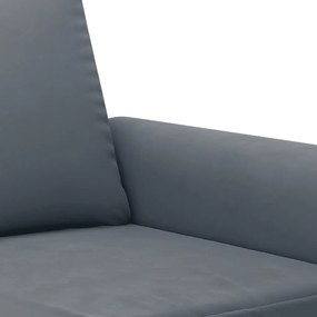 2 pcs conjunto de sofás com almofadões veludo cinzento-escuro