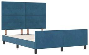 Estrutura de Cama vidaXL Azul Escuro 140x200 cm Veludo