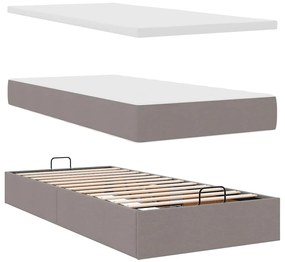 Cama otomana com colchão 100x200 cm tecido cinza