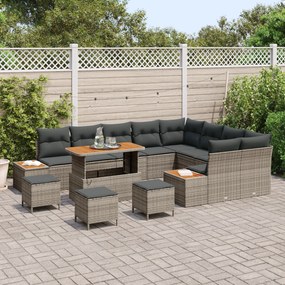 Conjunto de Sofá de Jardim vidaXL de 13 Peças com Almofadas Cinzento V